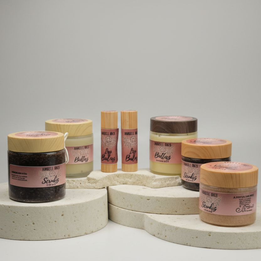 Set of skincare products on a gray background